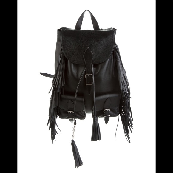 Yves Saint Laurent Handbags - Yves St. Laurent Festival Black Leather Backpack with Fringe Accents